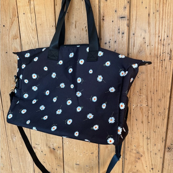 Alice and Olivia Daisy Print Duffel Tote Bag Black - Picture 4 of 13